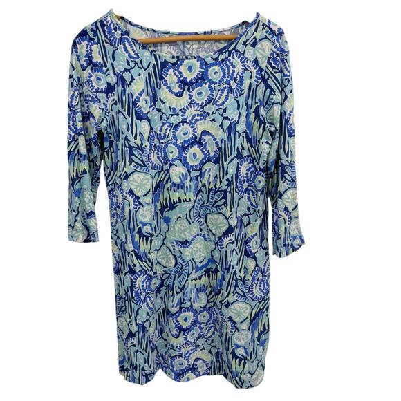 LILLY PULITZER Marlow T-Shirt Dress in Sunset Swim Indigo 3/4 Sleeve Size M - Picture 6 of 6